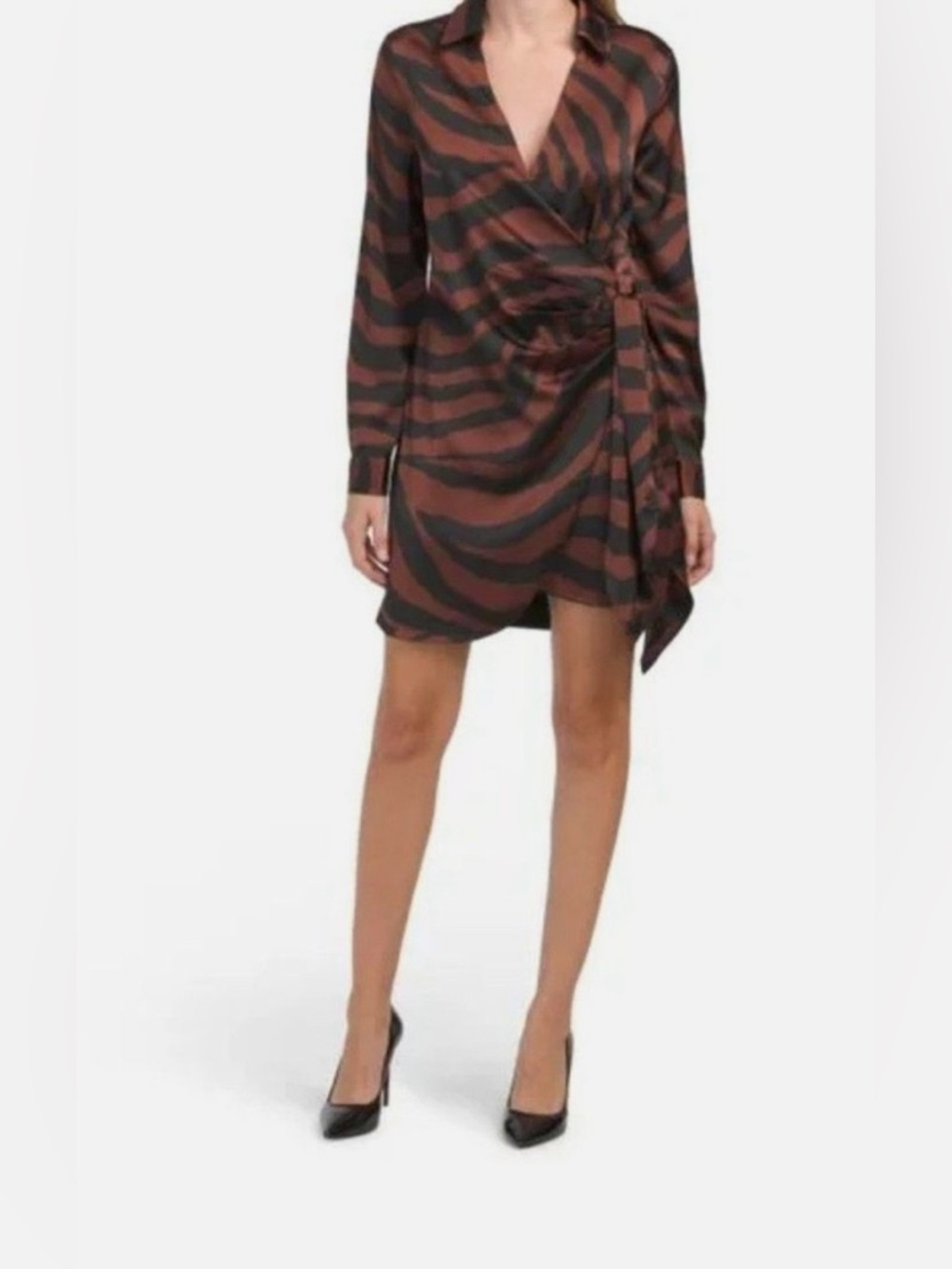 House of Harlow 1960 Zebra Print Wrap Dress Long Sleeve - XS